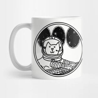 Space Captain Yellow Cat In Control Line Drawing Mug